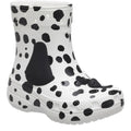 White-Black - Front - Crocs Childrens-Kids Classic Dalmatian Print Boots