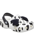 White-Black - Front - Crocs Childrens-Kids Classic Dalmatian Clogs
