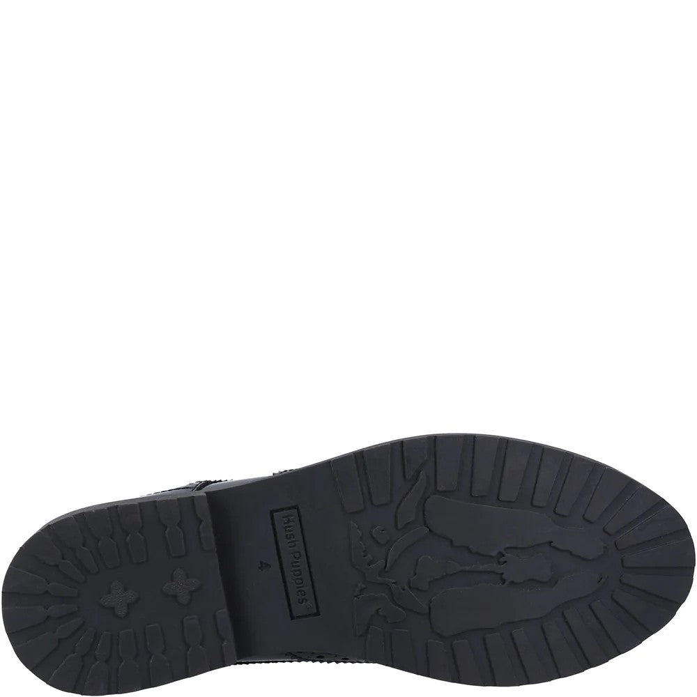Black Patent - Back - Hush Puppies Womens-Ladies Verity Leather Loafers