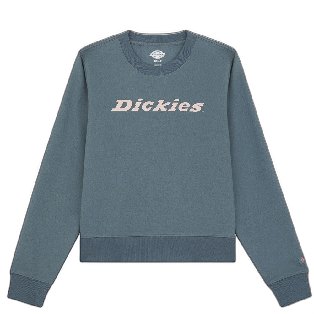 Stormy Weather - Front - Dickies Womens-Ladies Wordmark Heavyweight Crew Neck Sweatshirt