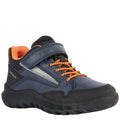 Navy-Orange - Front - Geox Boys Simbyos Abx Waxed Leather Casual Shoes