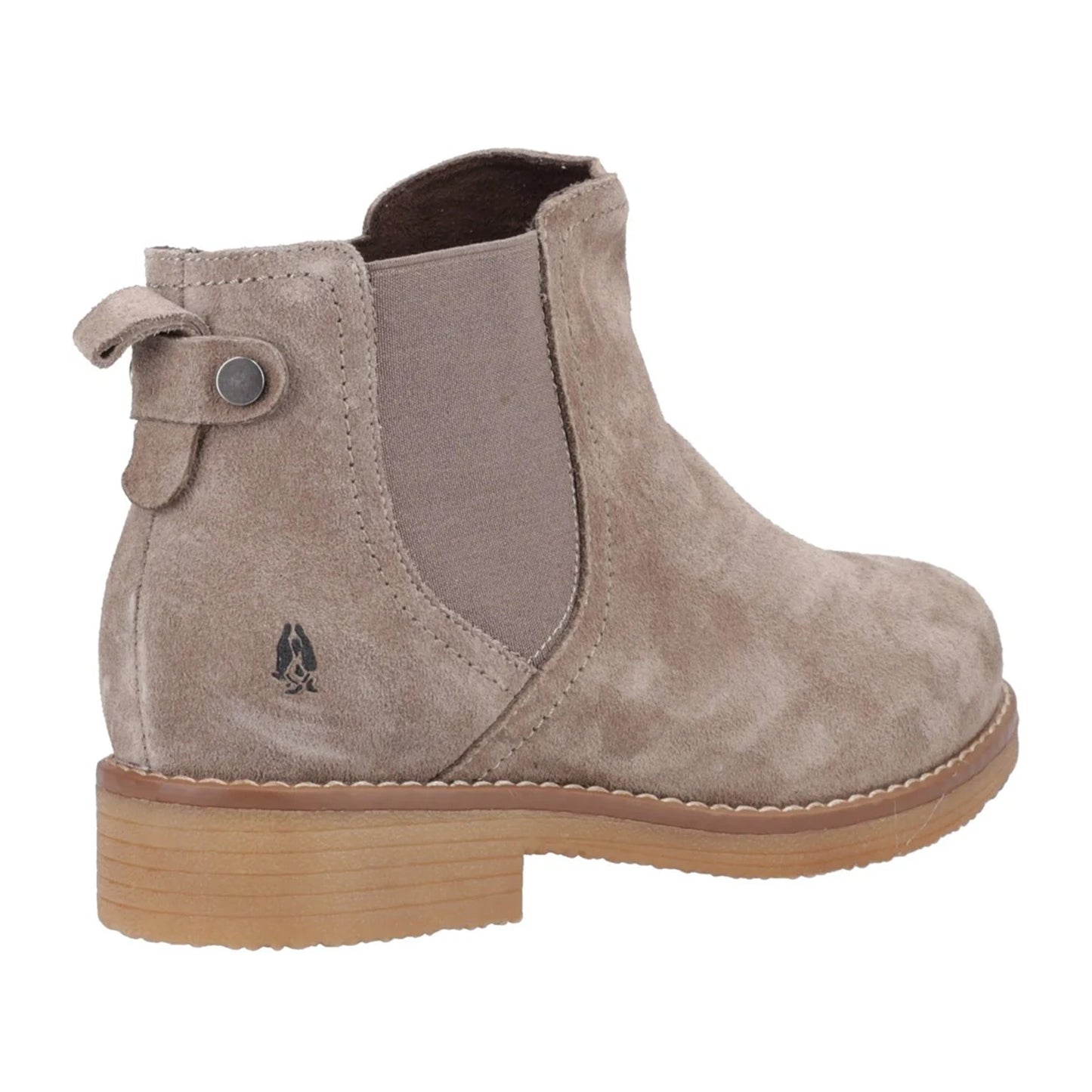 Grey - Back - Hush Puppies Womens-Ladies Maddy Suede Wide Ankle Boots