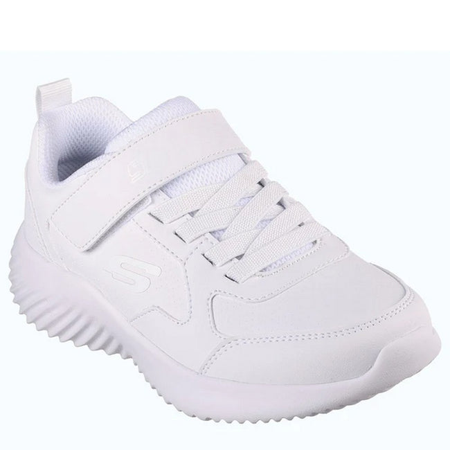 White - Front - Skechers Boys Bounder - Power Study School Shoes