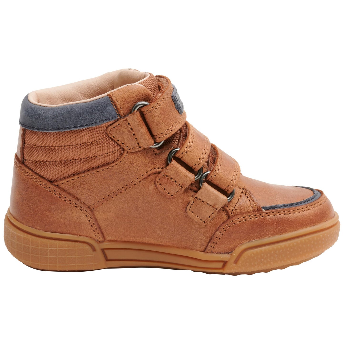 Cognac-Blue - Back - Geox Boys Poseido Leather Trainers