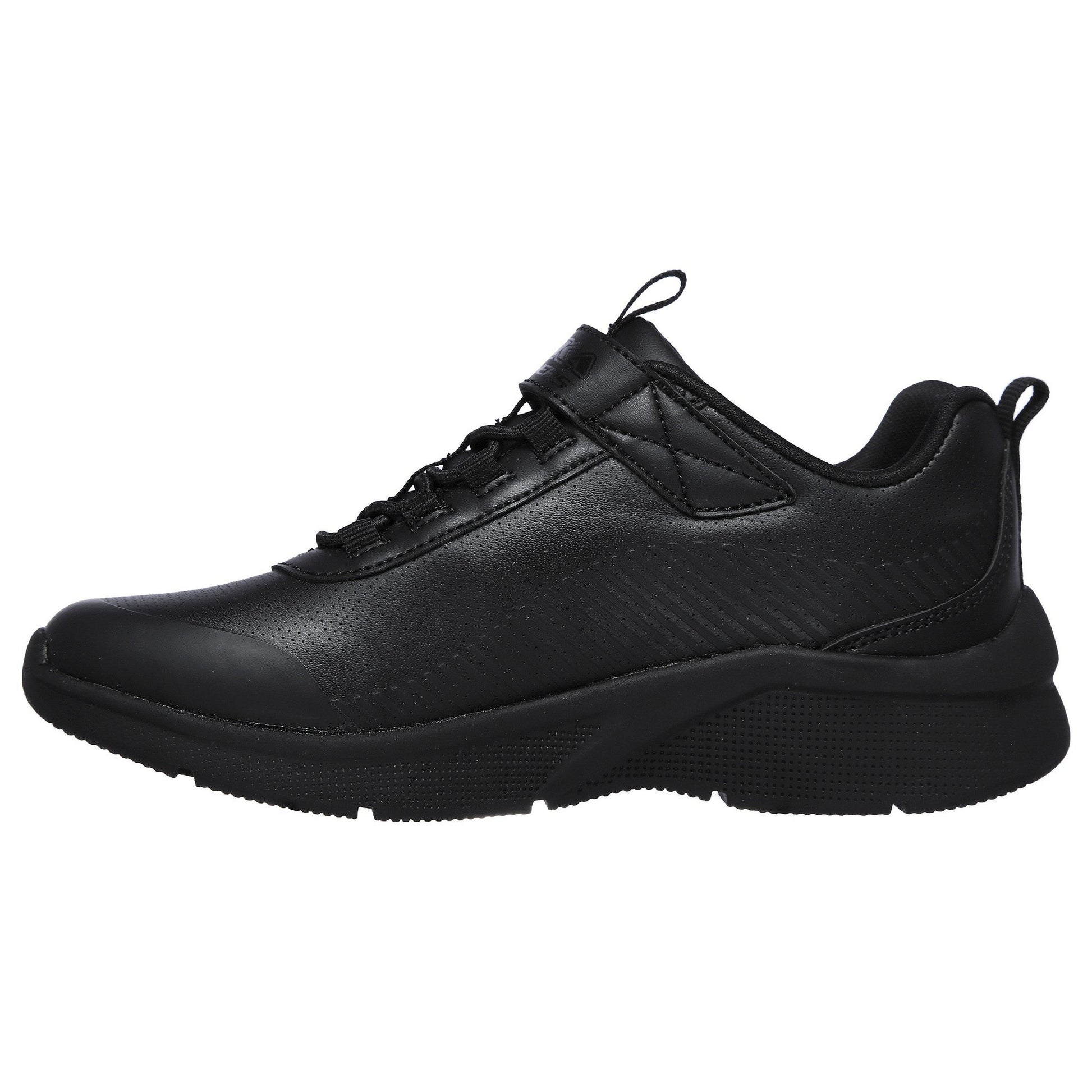 Black - Back - Skechers Girls Cutie Microspec School Shoes