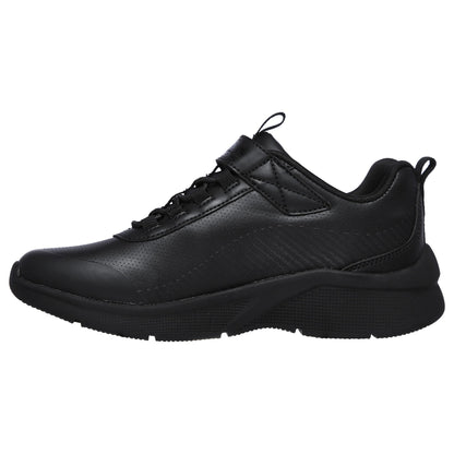 Black - Back - Skechers Girls Cutie Microspec School Shoes