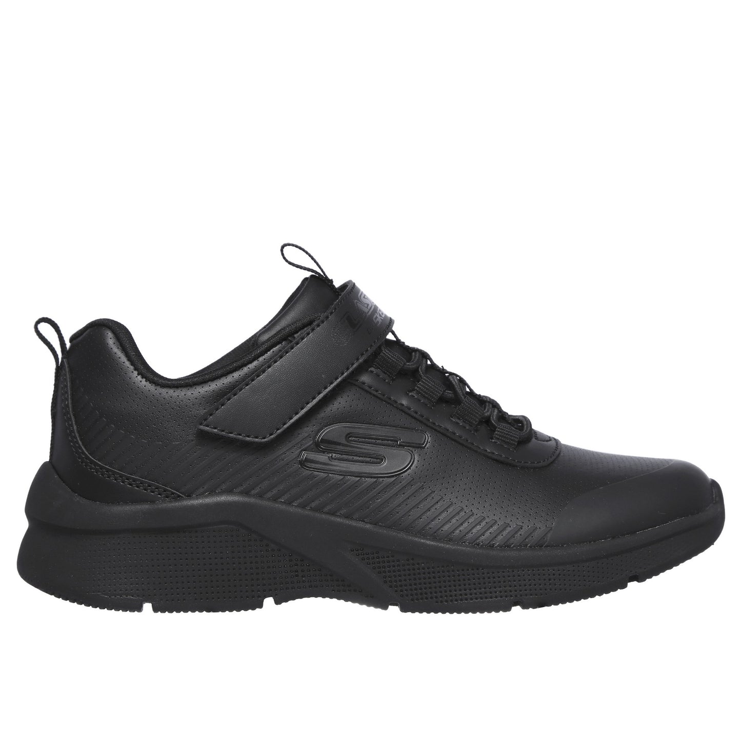 Black - Side - Skechers Girls Cutie Microspec School Shoes