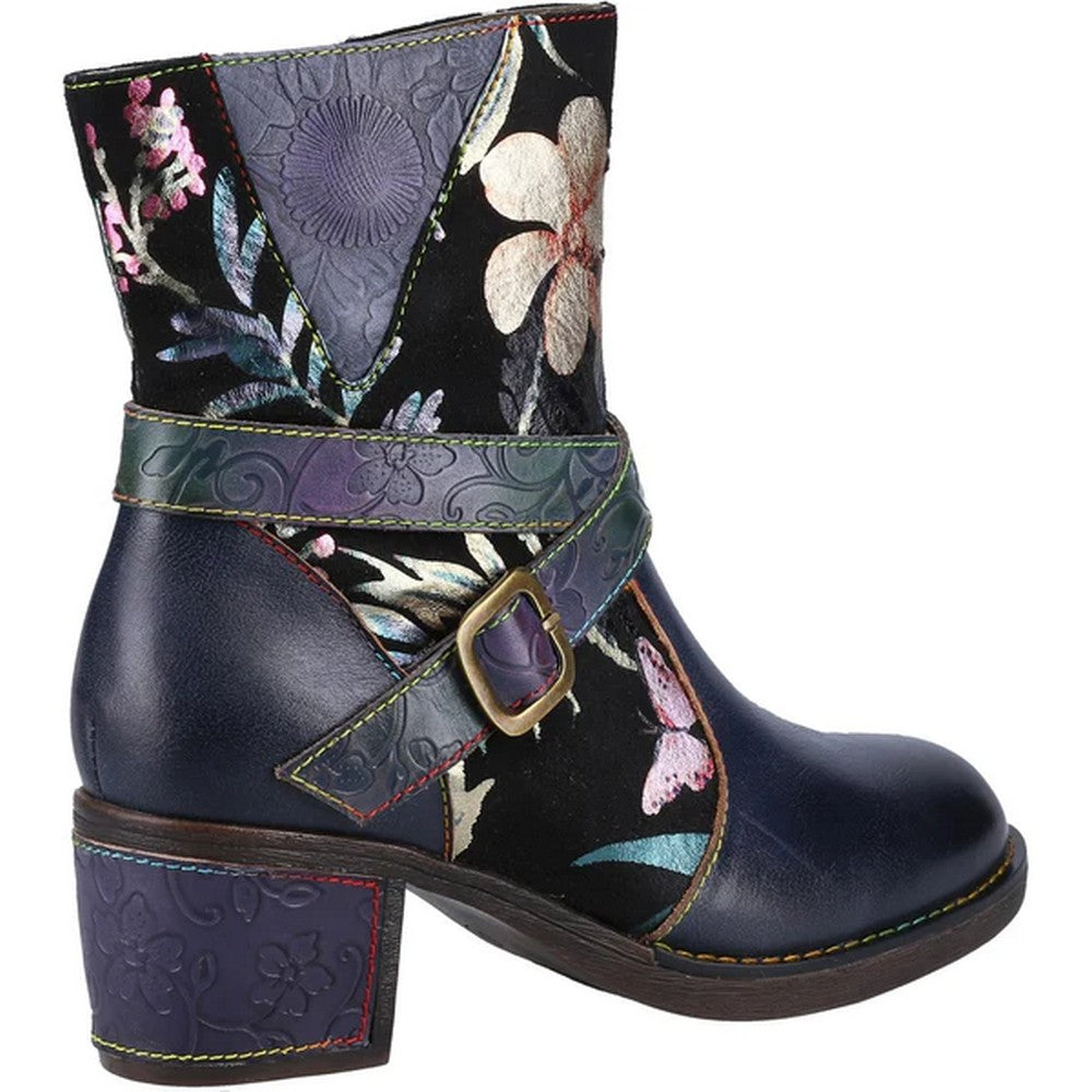 Black - Back - Riva Womens-Ladies Aisha Leather Biker Boots