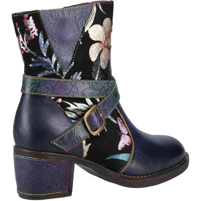 Black - Back - Riva Womens-Ladies Aisha Leather Biker Boots