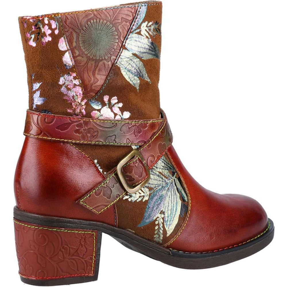 Brown - Back - Riva Womens-Ladies Aisha Leather Biker Boots