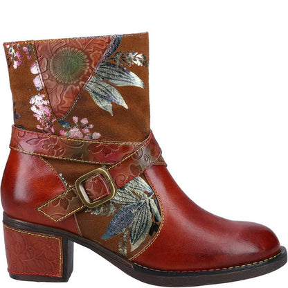 Brown - Side - Riva Womens-Ladies Aisha Leather Biker Boots