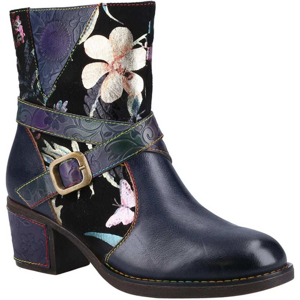 Black - Front - Riva Womens-Ladies Aisha Leather Biker Boots