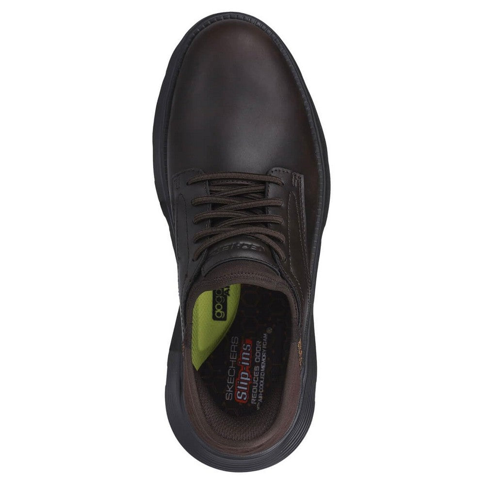 Chocolate - Lifestyle - Skechers Mens Garza - Gervin Leather Oxford Shoes