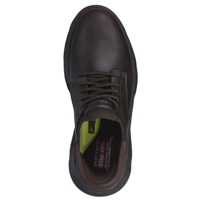 Chocolate - Lifestyle - Skechers Mens Garza - Gervin Leather Oxford Shoes
