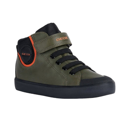 Dark Green-Black - Front - Geox Boys Gisli Trainers