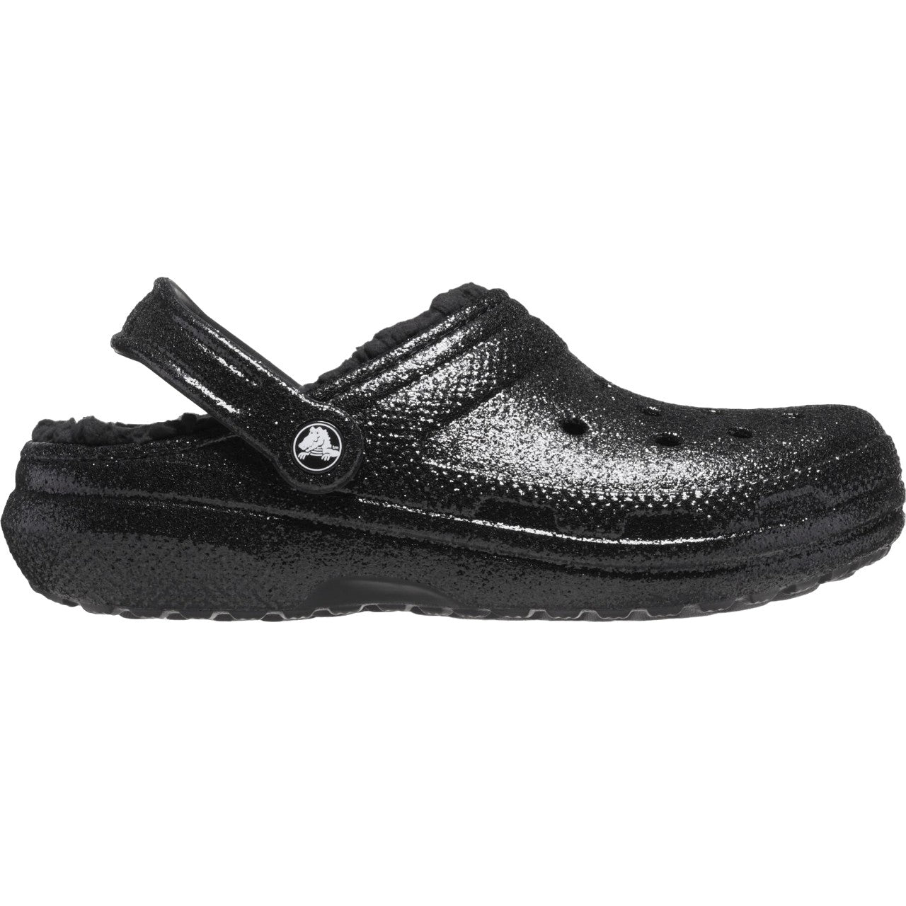 Black - Side - Crocs Womens-Ladies Glitter Clogs
