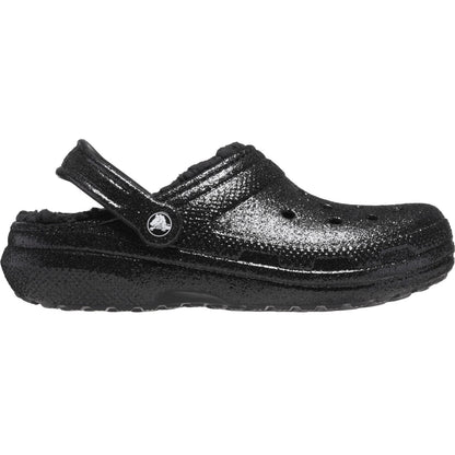 Black - Side - Crocs Womens-Ladies Glitter Clogs