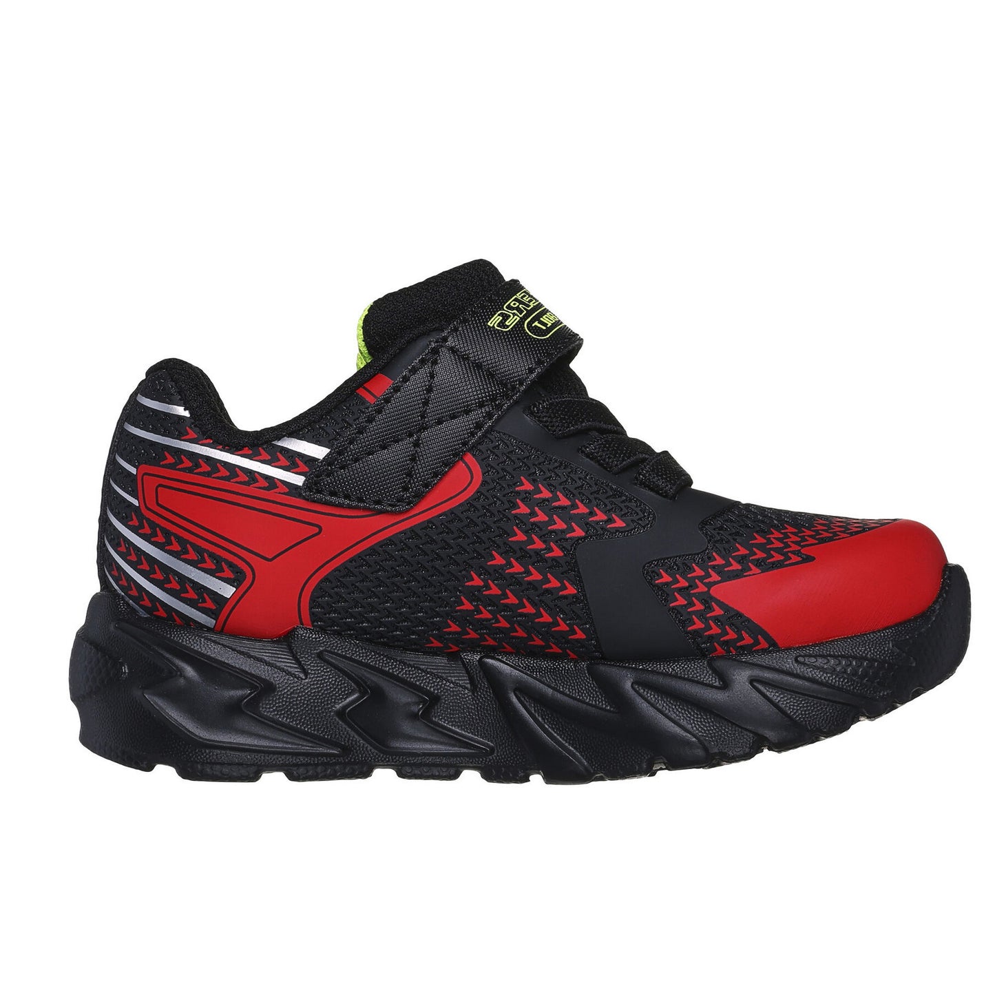 Black-Red - Side - Skechers Boys S Lights Flex-Glow Bolt Trainers