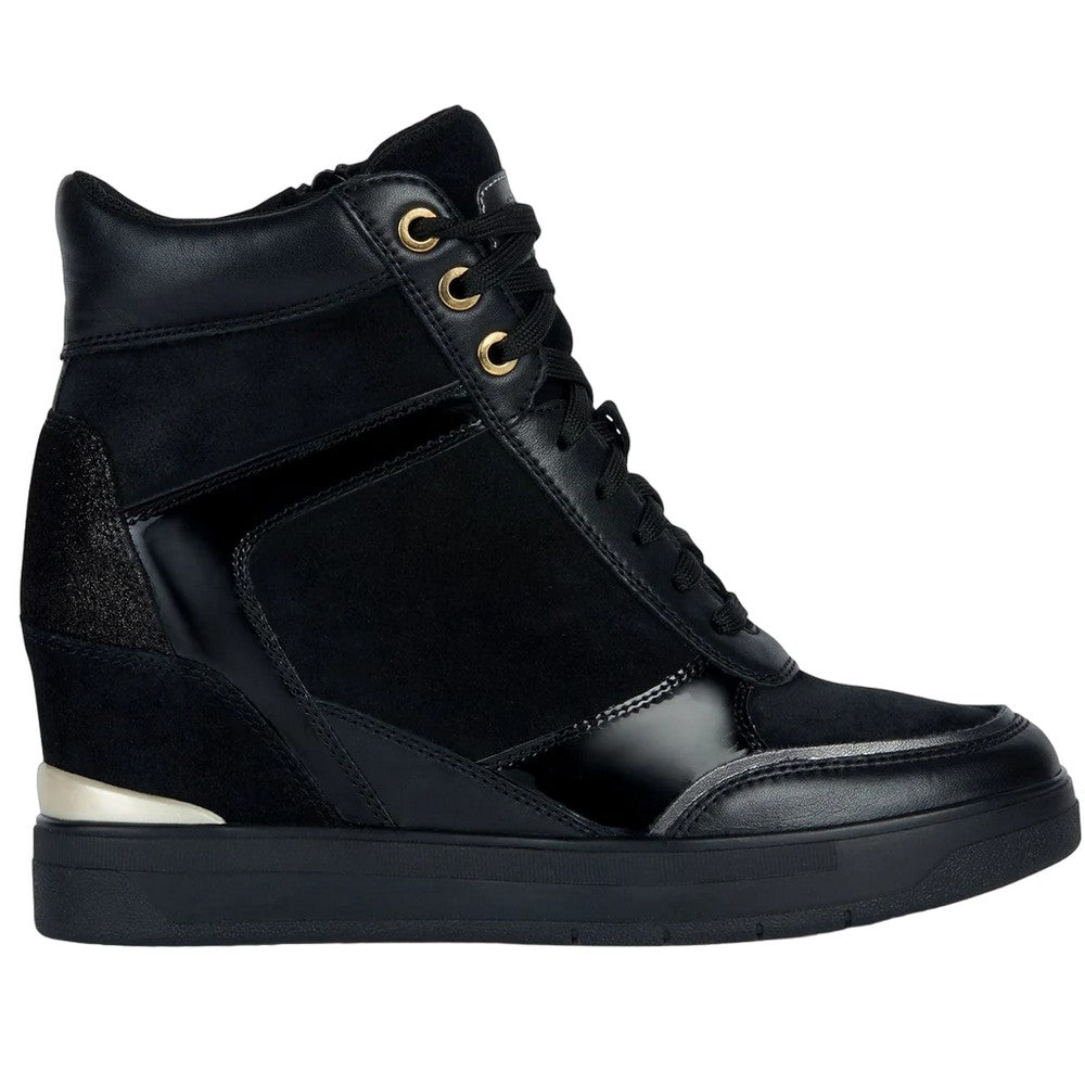 Black - Side - Geox Womens-Ladies Maurica Suede Trainers