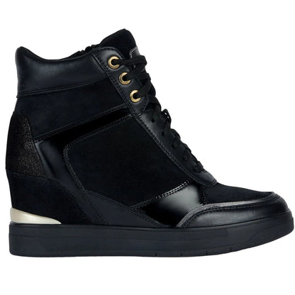 Black - Side - Geox Womens-Ladies Maurica Suede Trainers