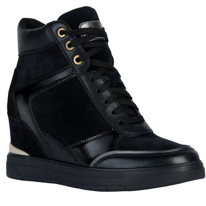 Black - Front - Geox Womens-Ladies Maurica Suede Trainers