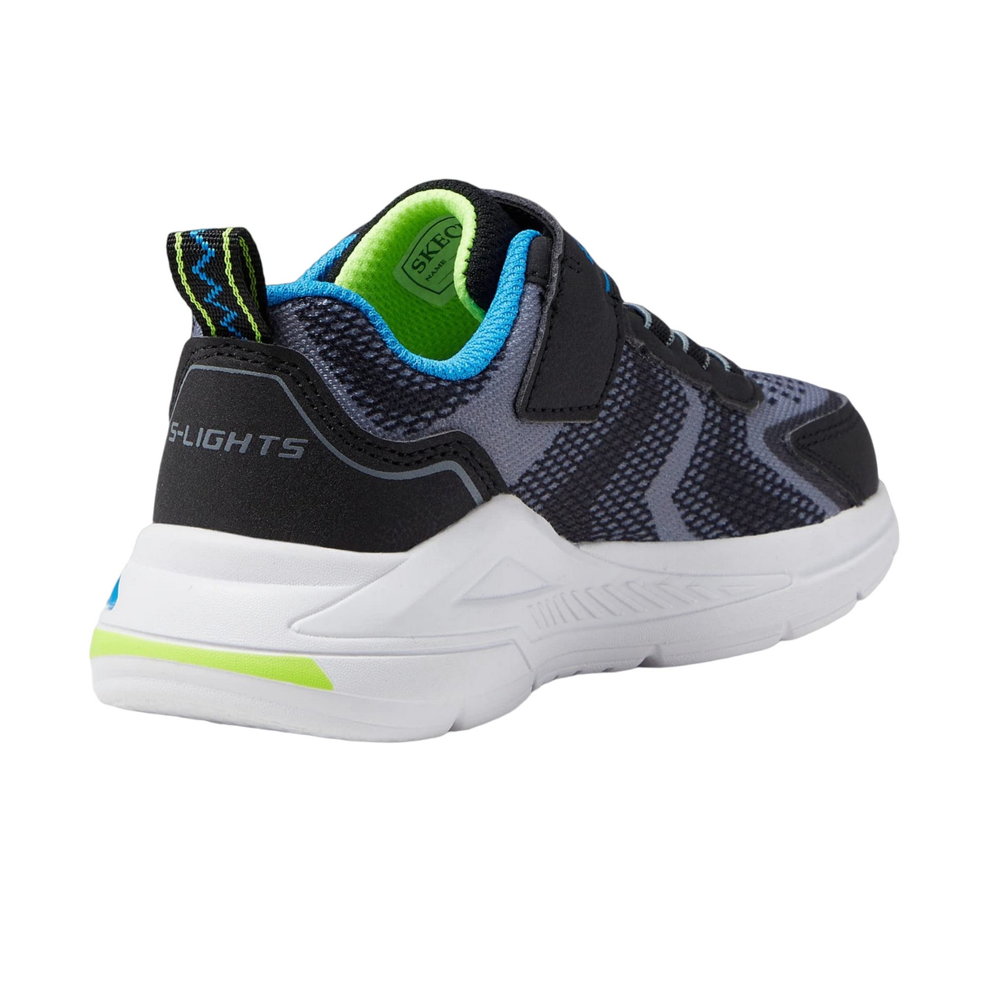 Black-Yellow-Blue - Back - Skechers Boys S Lights Tri-Namics Trainers