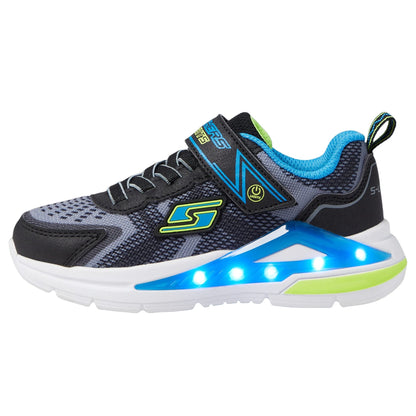 Black-Yellow-Blue - Side - Skechers Boys S Lights Tri-Namics Trainers