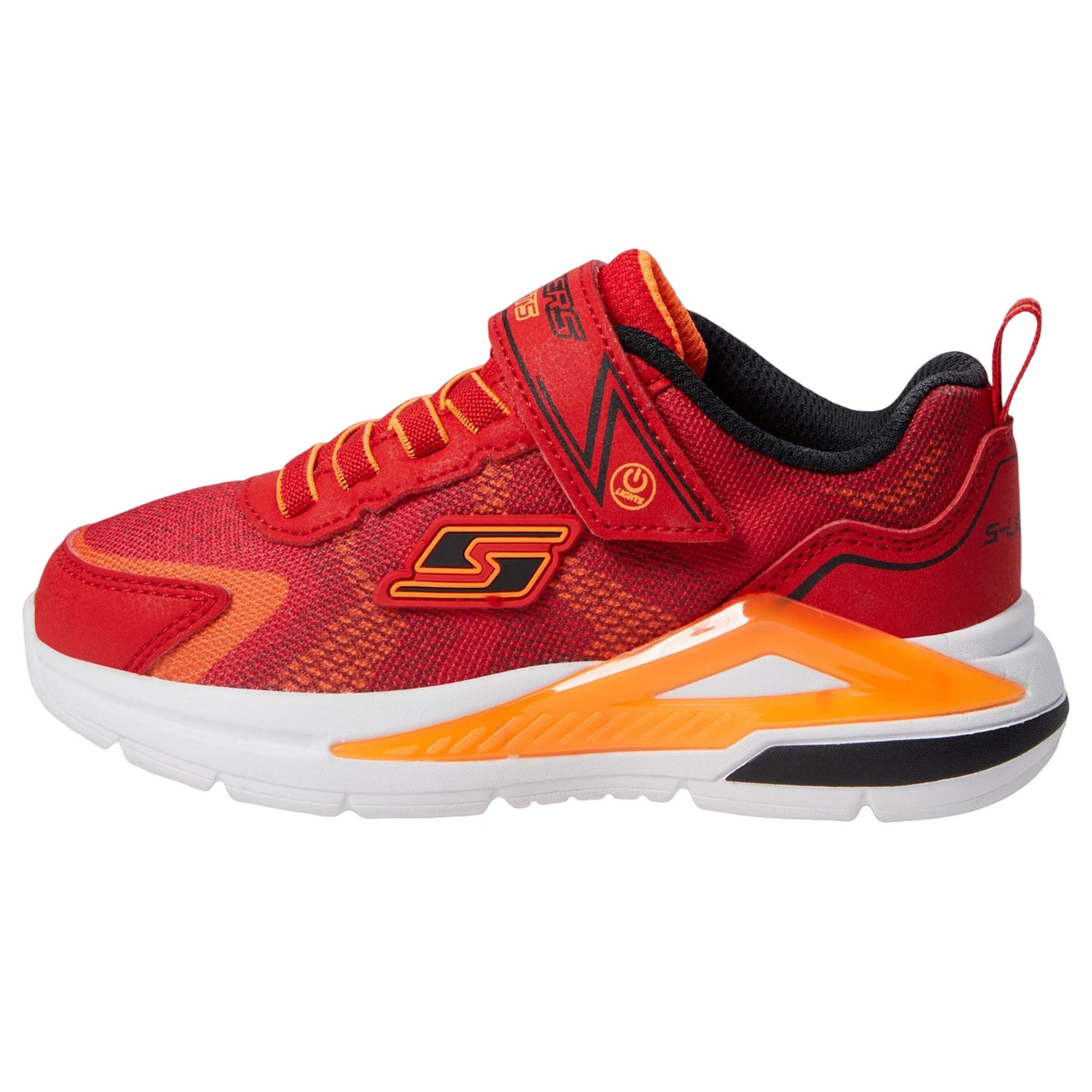 Red-Orange - Side - Skechers Boys S Lights Tri-Namics Trainers