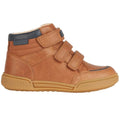 Cognac-Blue - Back - Geox Boys Waxed Leather Trainers