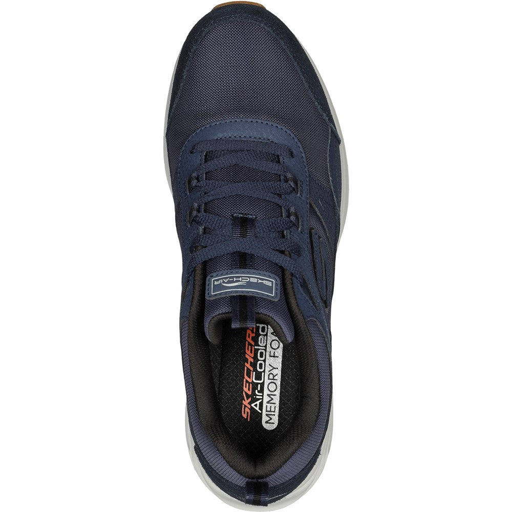 Navy-Black - Back - Skechers Mens Sketch-Air Court Suede Trainers