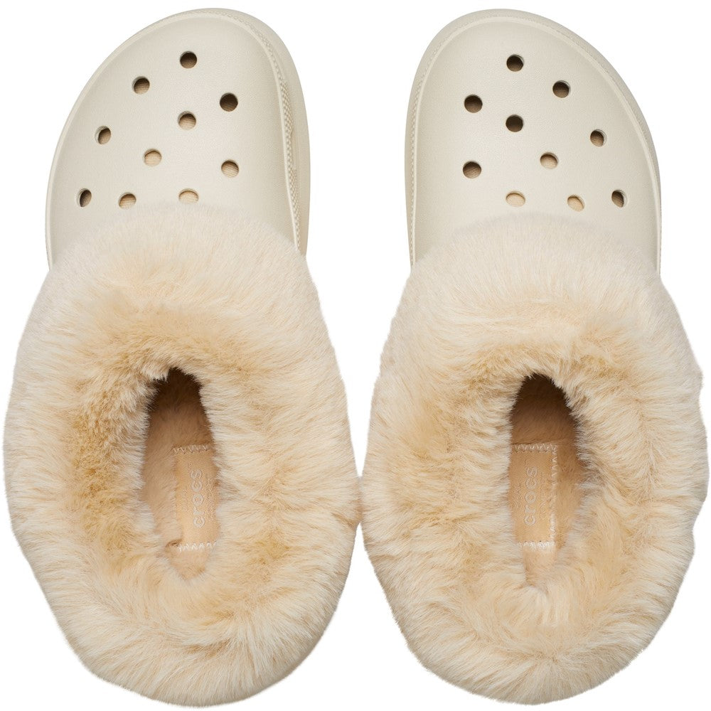Bone - Side - Crocs Womens-Ladies Furever Crush Clogs