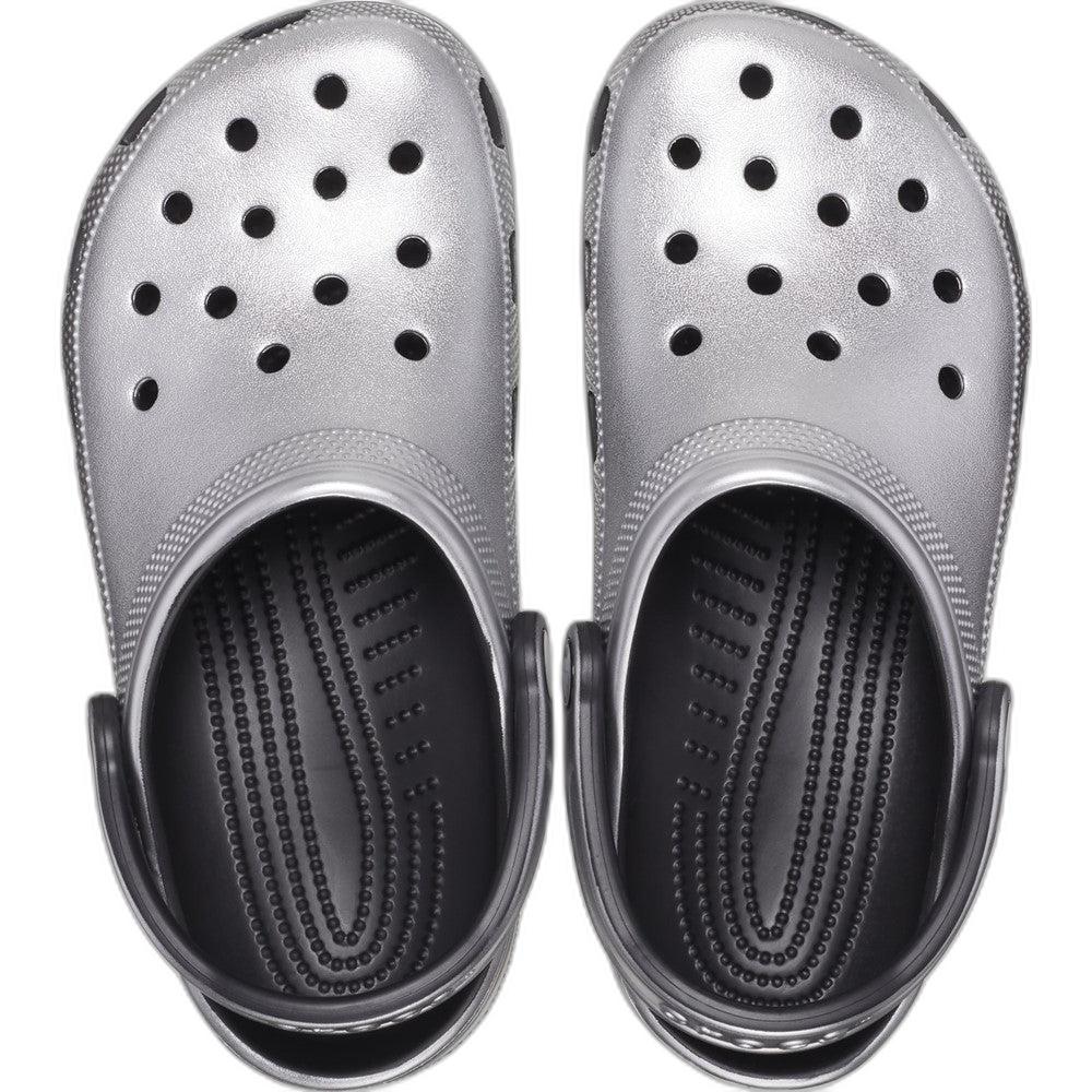 Silver - Side - Crocs Unisex Adult Classic Metallic Clogs