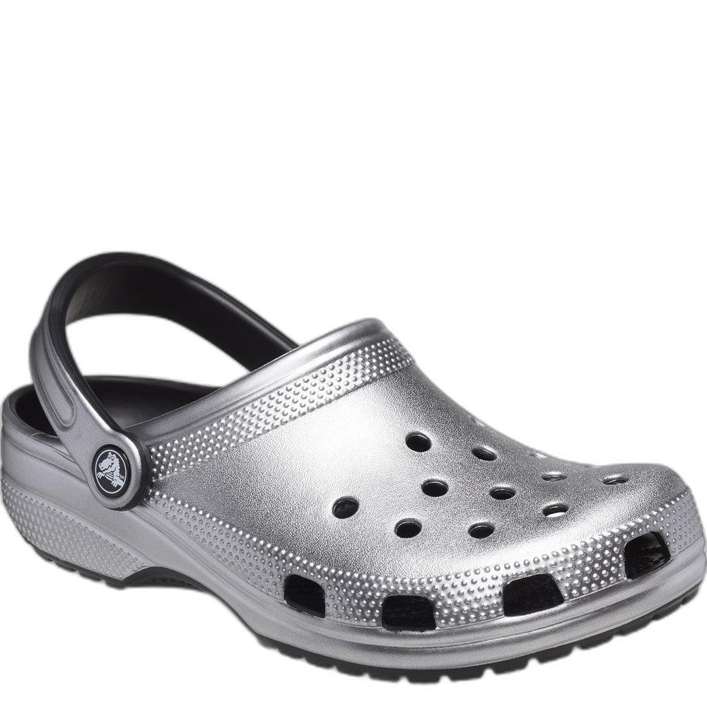 Silver - Front - Crocs Unisex Adult Classic Metallic Clogs
