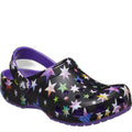 Neon Purple-Multicoloured - Front - Crocs Childrens-Kids Classic Stars Clogs