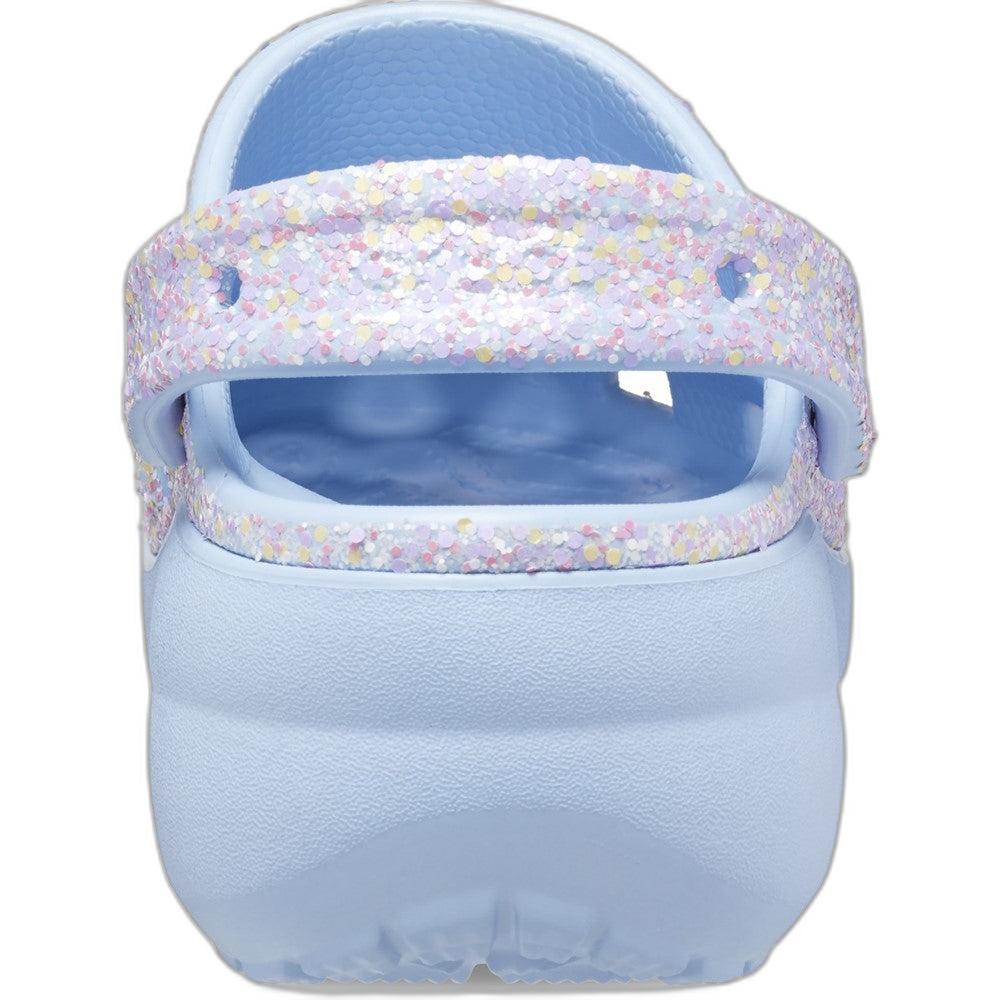 Light Purple - Back - Crocs Womens-Ladies Classic Glitter Platform Clogs