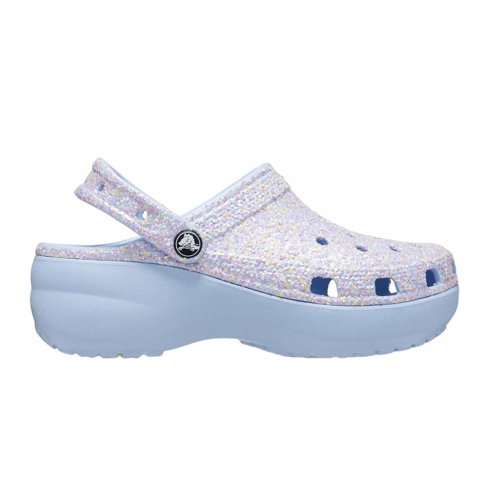 Light Purple - Close up - Crocs Womens-Ladies Classic Glitter Platform Clogs