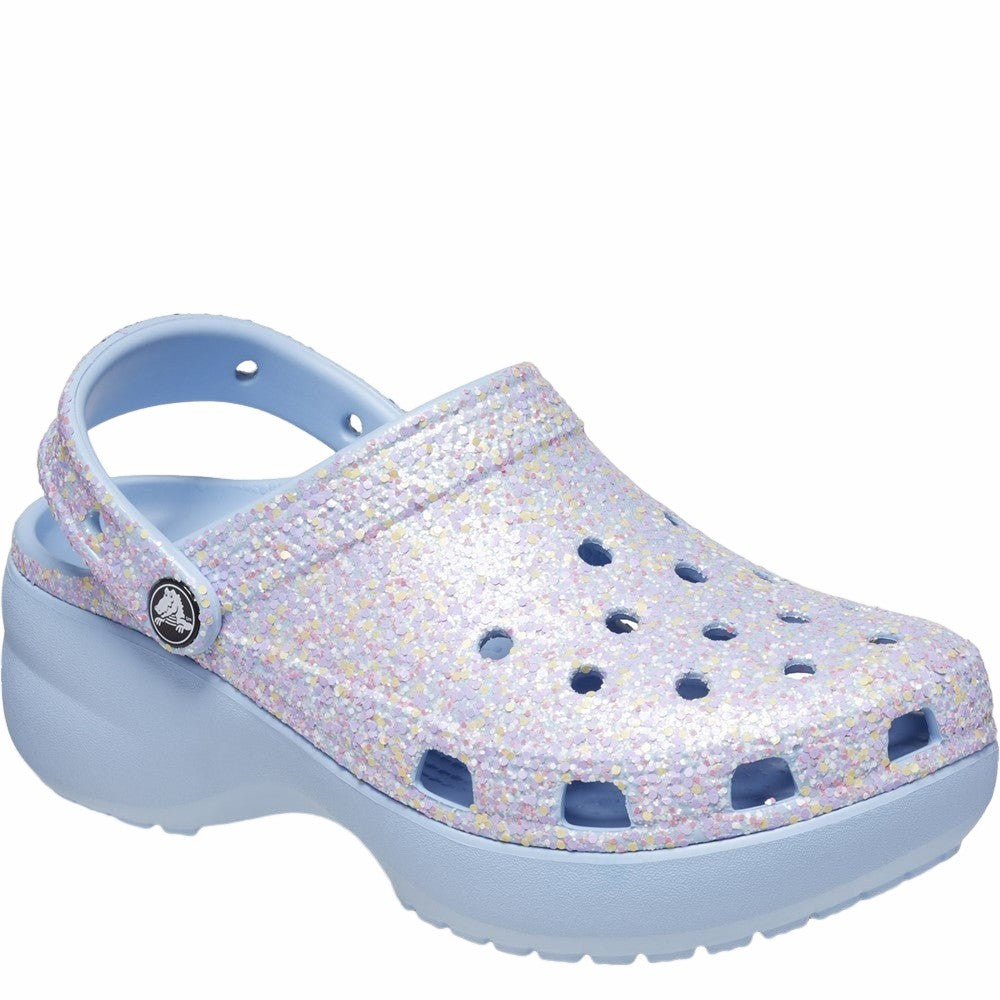 Light Purple - Front - Crocs Womens-Ladies Classic Glitter Platform Clogs