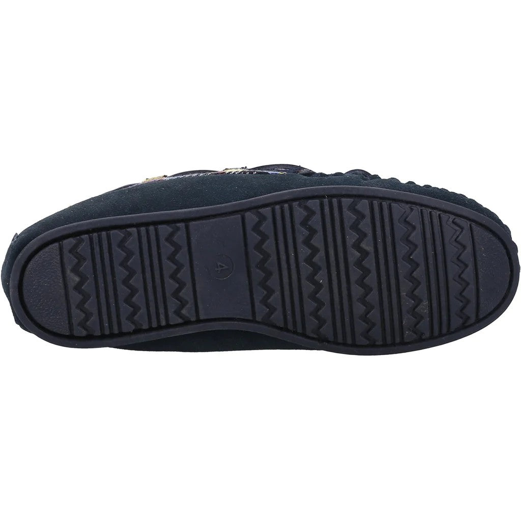 Navy - Side - Cotswold Womens-Ladies Chatsworth Suede Moccasins