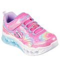 Hot Pink-Lavender - Front - Skechers Girls Flutter Heart Lights Groovy Swirl Shoes