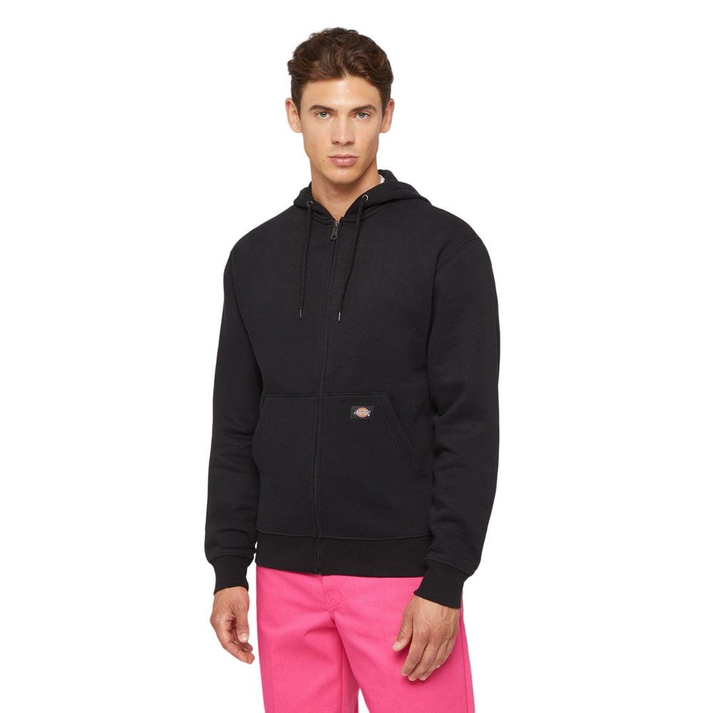 Black - Side - Dickies Mens Fleece Full Zip Hoodie