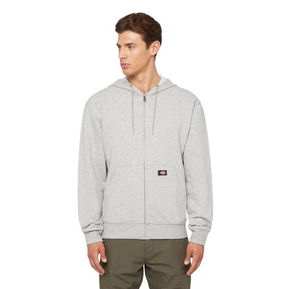 Heather Grey - Side - Dickies Mens Fleece Full Zip Hoodie