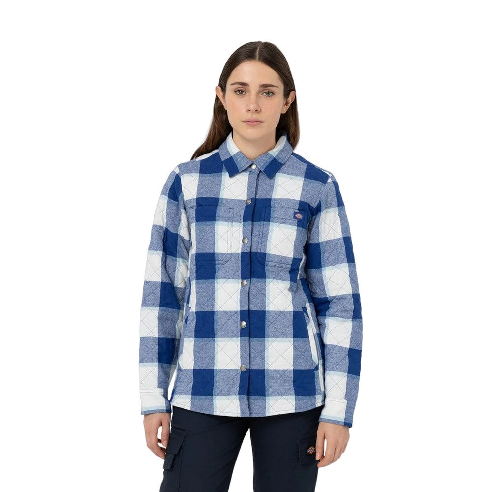Surf Blue - Side - Dickies Womens-Ladies Flannel Shirt Jacket