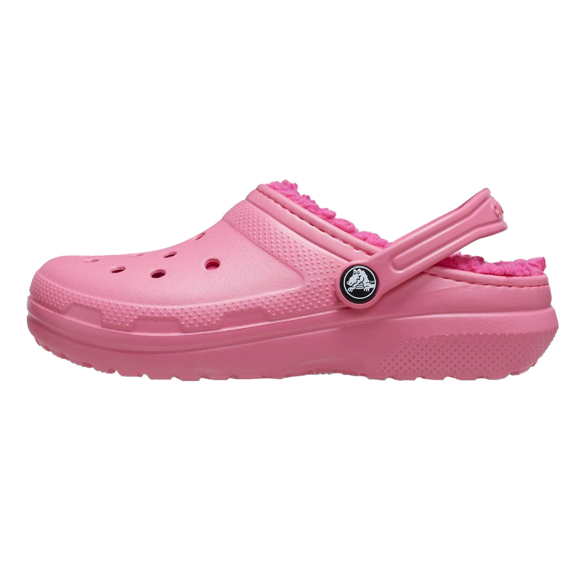 Hyper Pink - Side - Crocs Childrens-Kids Classic Lined Clogs