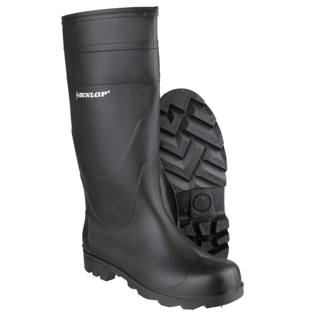 Black - Pack Shot - Dunlop Universal PVC Welly - Mens Wellington Boots