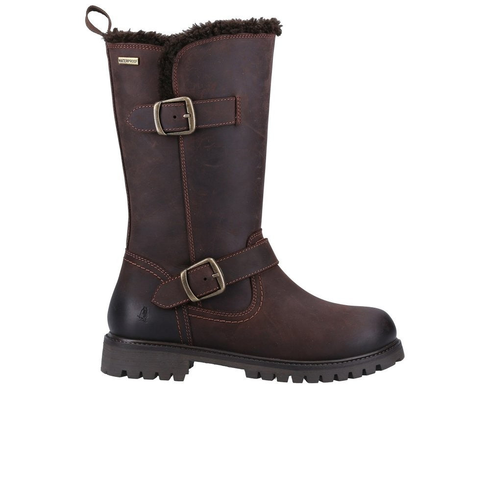 Brown - Side - Hush Puppies Girls Mini Winnie Leather Boots