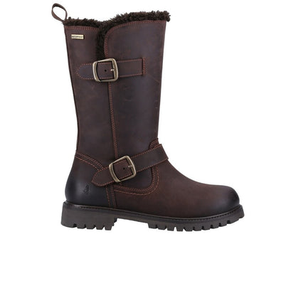 Brown - Side - Hush Puppies Girls Mini Winnie Leather Boots