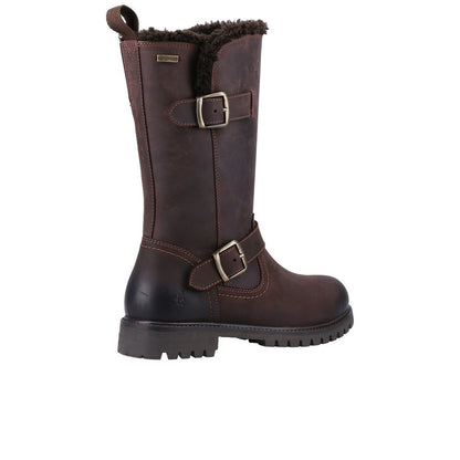 Brown - Back - Hush Puppies Girls Mini Winnie Leather Boots