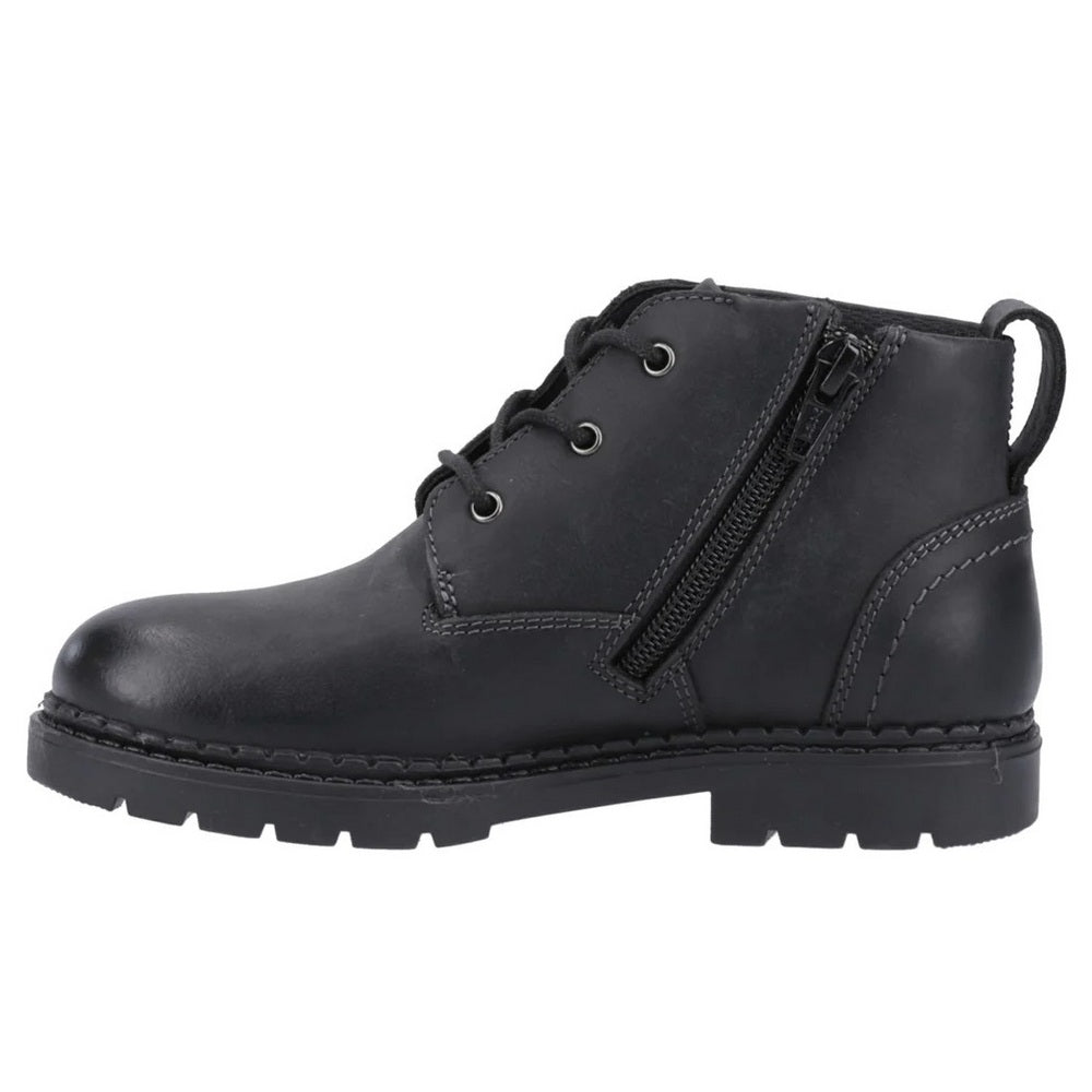 Black - Side - Hush Puppies Boys Mini Presley Leather Boots