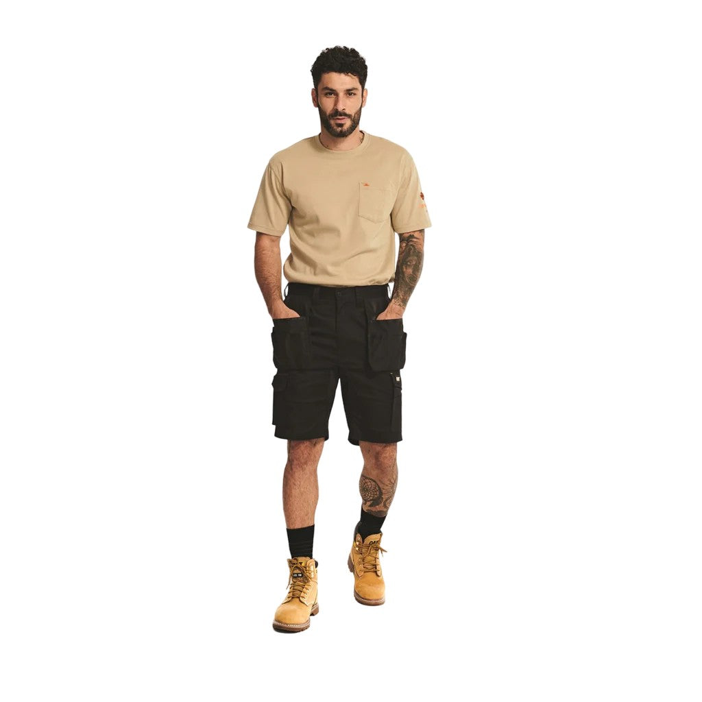Black - Pack Shot - Caterpillar Mens Essential Stretch Shorts