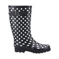 Black-White - Back - Cotswold Womens-Ladies Dotted Wellington Boots
